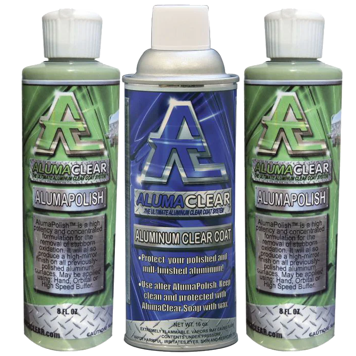 Alumaclear Clear Coat System Kit with AlumaPolish Green, Alumapolish Blue