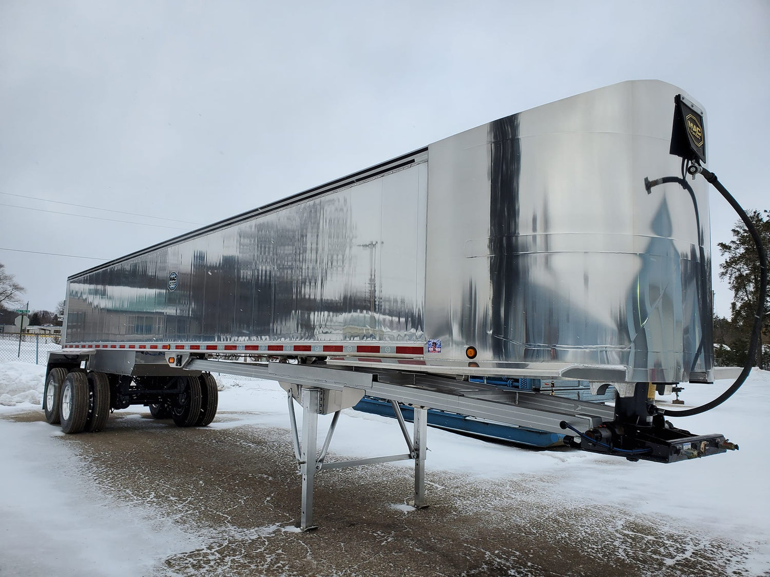 alumaclear, dump trailer, clear coated, winter, clear wrap, polished